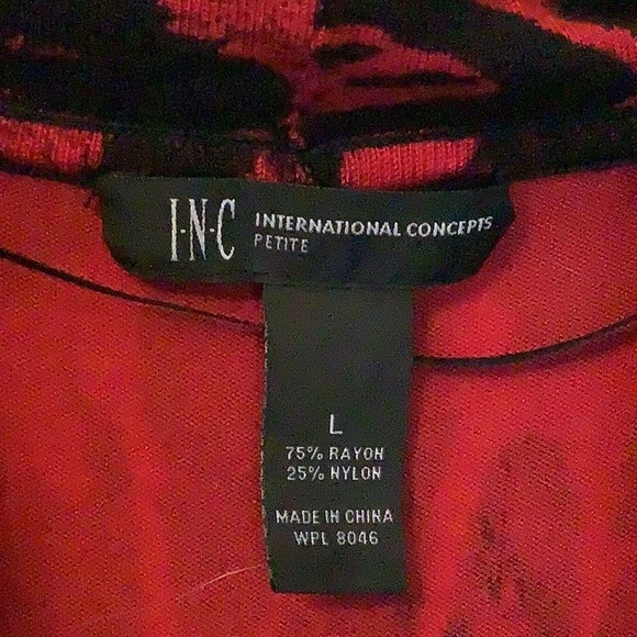 INC Red/Black Animal Print Cap Sleeve Sweater (NWOT) - Picture 4 of 7